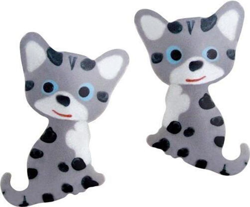 Scout Ohrstecker Silber 925 rhodiniert mit grau-schwarzem Katzen-Motiv