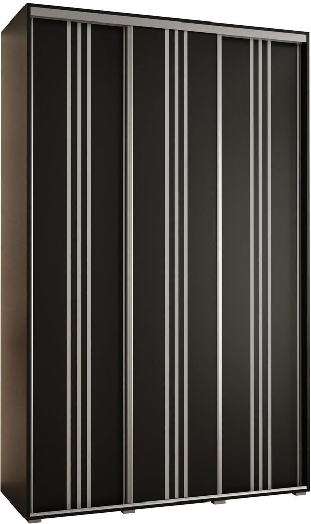 MEBLE KRYSPOL Cannes 6 Schrank mit 3 Schiebetüren - 205,2x150x45 cm - Schwarz Schwarz Silber