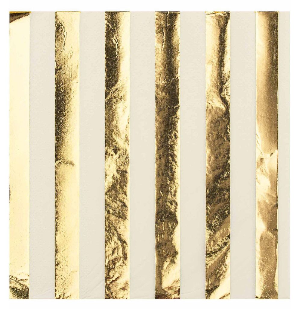16 Servietten Weiß Gold 33 x 33 cm - Einheitsgröße