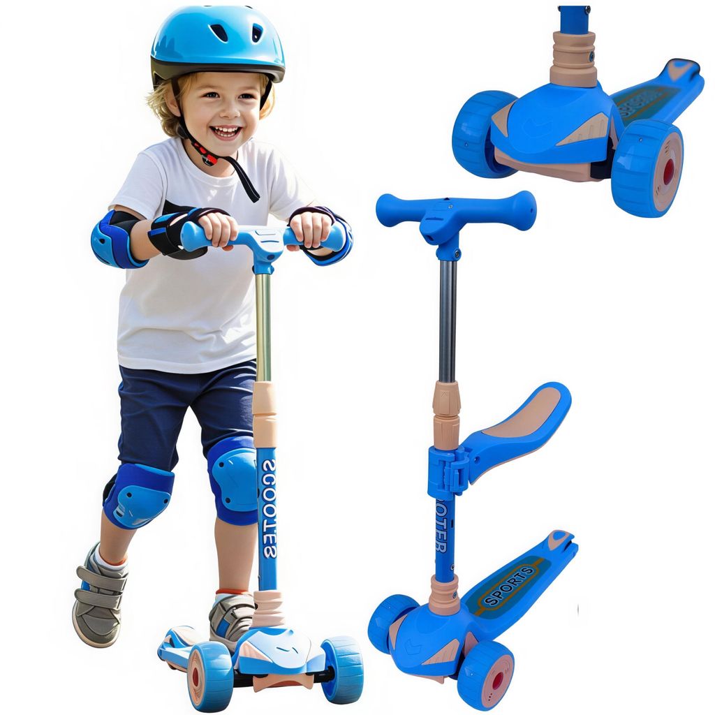 Dreirädriger Kinderroller 2-in-1 mit Sitz, LED-Rädern, Produktbild 