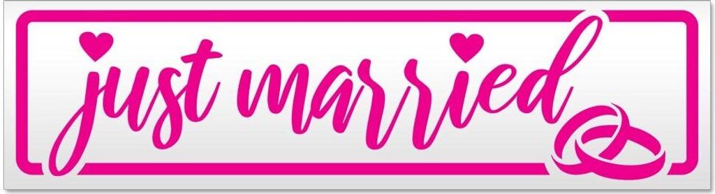 Kiwistar Just Married Ringe Hochzeit Magnetschild Schild magnetisch - 45cm Pink - Magnetfolie für Auto PKW Kfz