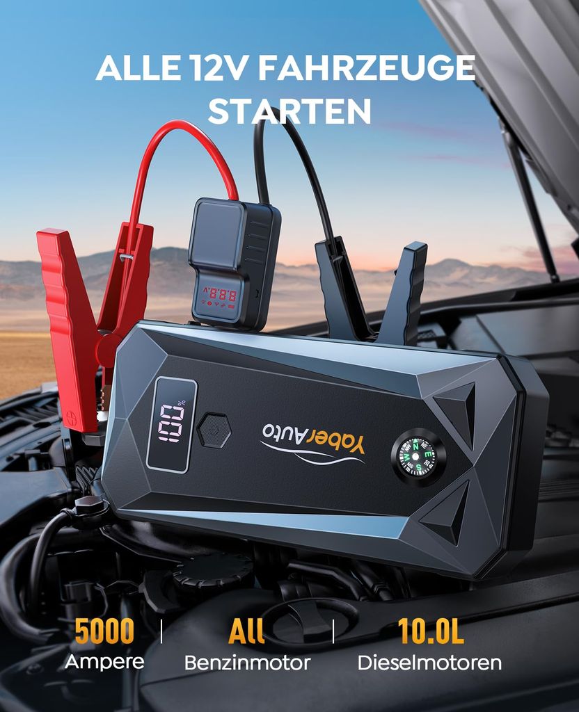 Notfall Starthilfe Autobatterie Starthilfe 26800mAh Mini Auto Starthilfe 12v  Power Bank Tragbare Auto Starthilfe