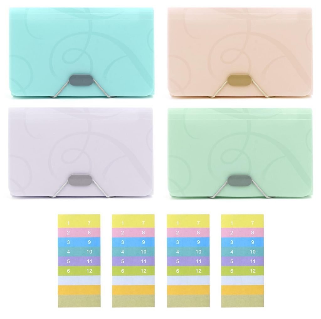 Erweiterbare Dokumentenmappe, 4-teilig, A6-Format, klein, tragbar, mit 13 Fächern, mehrfarbig, Akkordeon-Design, Dokumententasche, Brieftasche