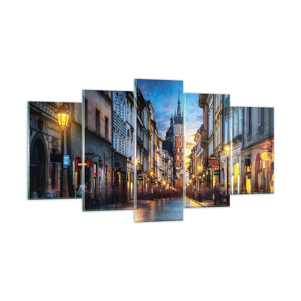 Bilder auf glas - 5 Teile - Krakau Kirche Mariacki - 160x85cm - Glasbilder - Wandbilder - Bilder - zum Aufhängen bereit - Wanddekoration aus Glas ...