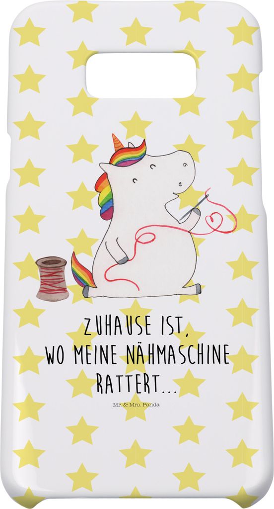 Mr. & Mrs. Panda Samsung Galaxy S8 plus Handyhülle Einhorn Näherin - Weiß - Geschenk, Hülle, Handy Case, Stricken, Basteln, Freundin, Einhörne...