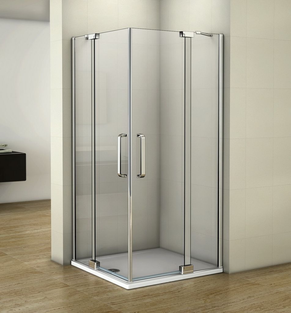 eckdusche BxBxH:100x100x195cm Duschkabine 8mm NANO ESG Glas Produktbild 
