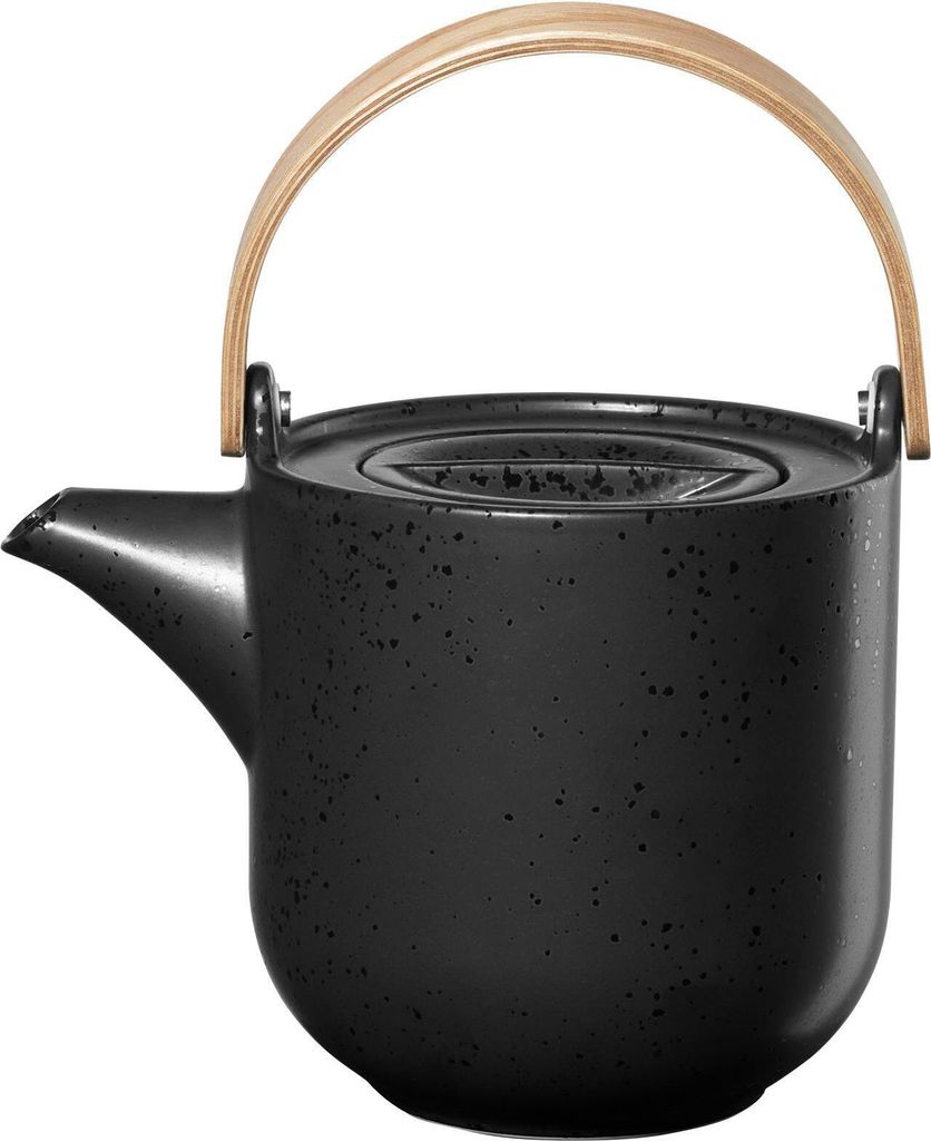 ASA Selection coppatea Teekanne mit Holzgriff kuro, Kanne, Porzellan, Schwarz matt, 1 L, 19370190