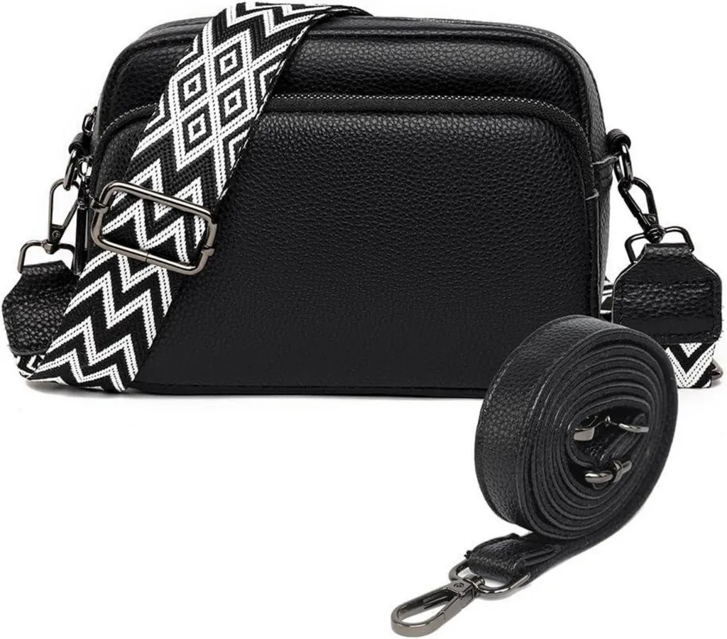 Borsa da Viaggio Crossbody Pelle | Tracolla Jacquard 3 Tasche
