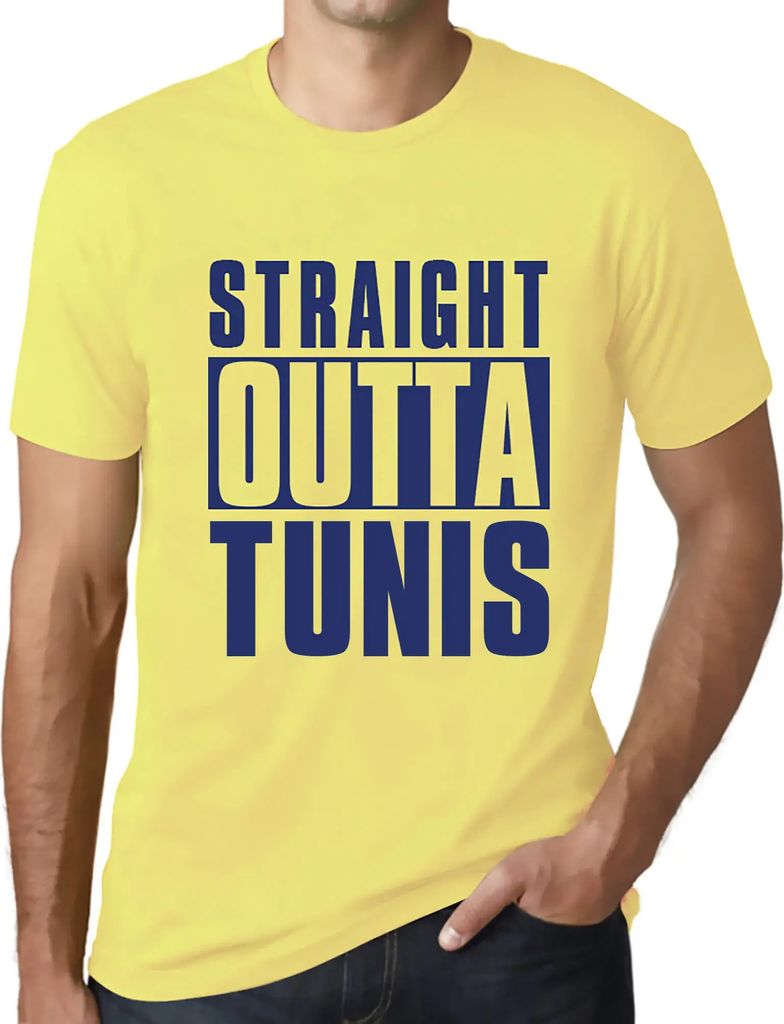 Herren Grafik T-Shirt Straight Outta Tunis Öko-Verantwortlich Vintage Jahrgang Kurzarm Lustige Druck Geburtstag Geschenk Mann