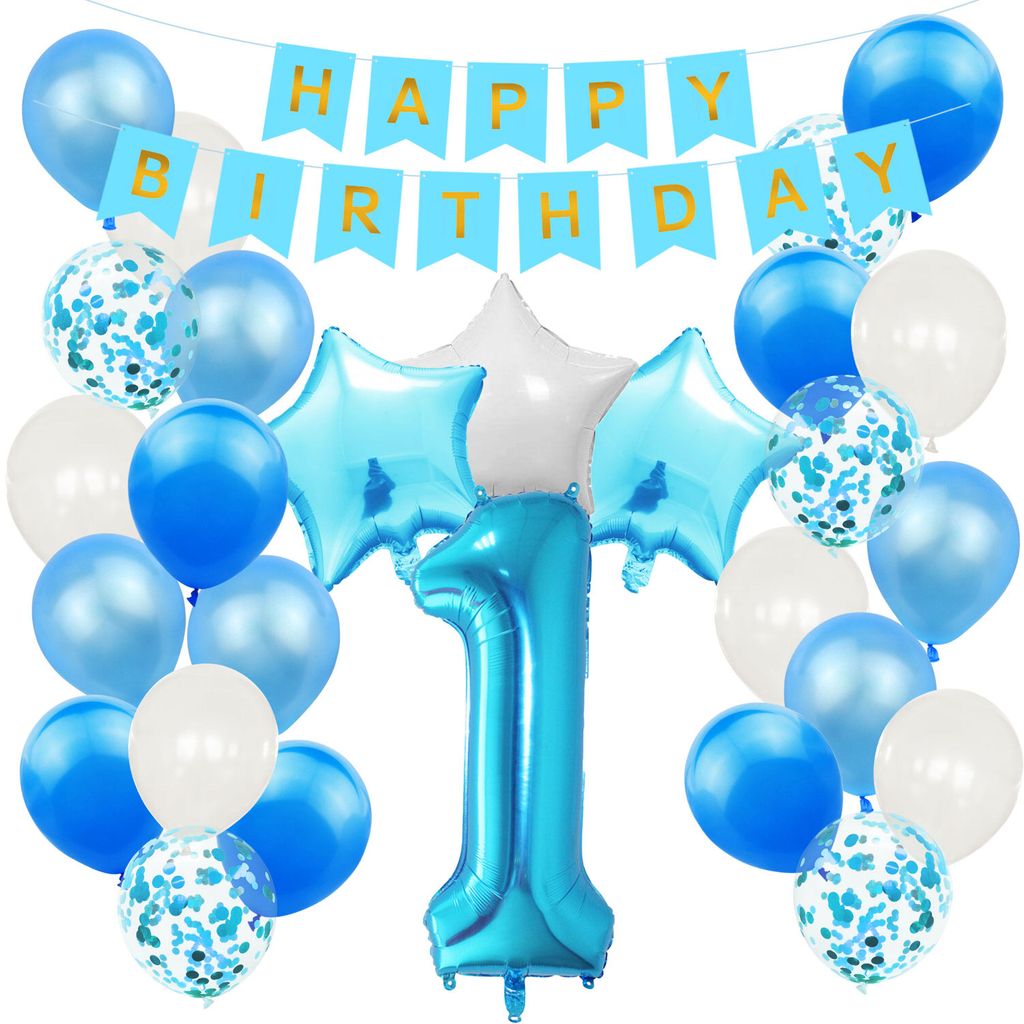 "Happy Birthday" Dekoset Ballons und Banner , Partyset Geburtstag 