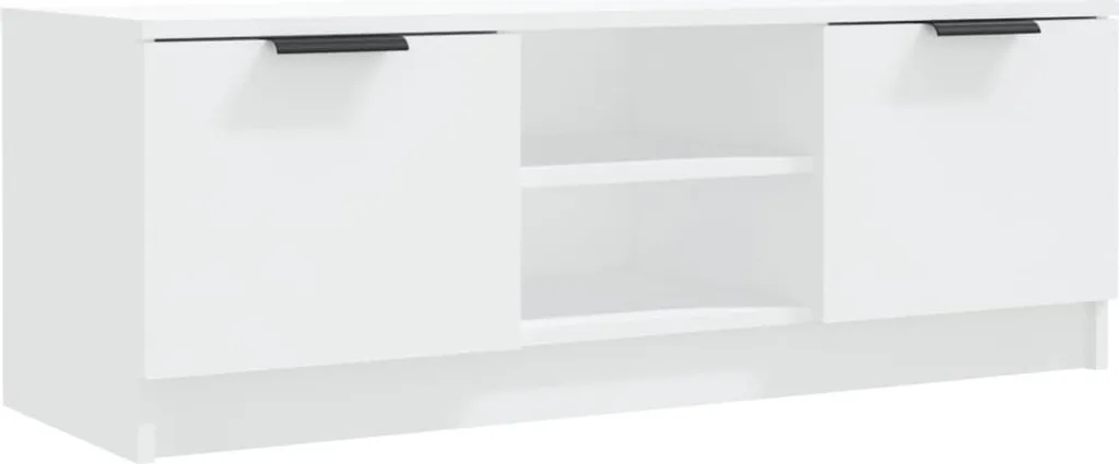 Meuble TV Blanc 102x35x36,5 cm en Bois Composite Design Épuré Modèle L-102