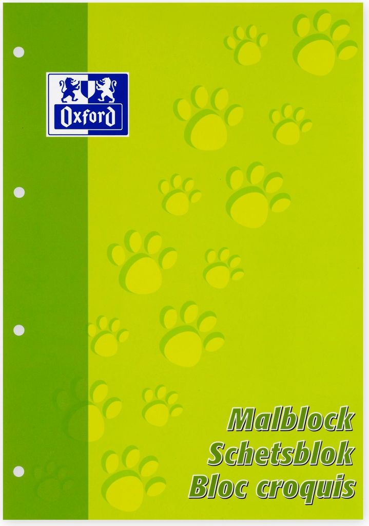 Oxford Junior Malblock "Tatzen" DIN A4 100 Blatt gelocht Produktbild 