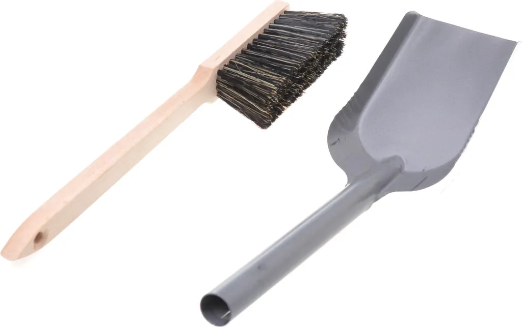 Paletta in metallo - paletta per pulire e spazzare - pala per carbone - pala per lavori di ristrutturazione - pala a mano + scopa a mano con manico lungo - scopa in legno (grigio)