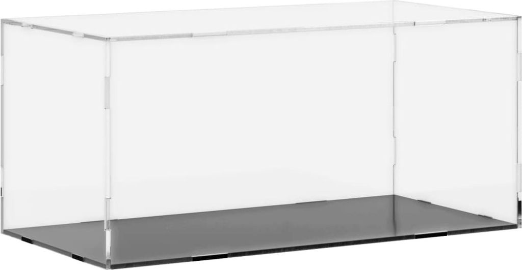A clear acrylic display box with a black base.