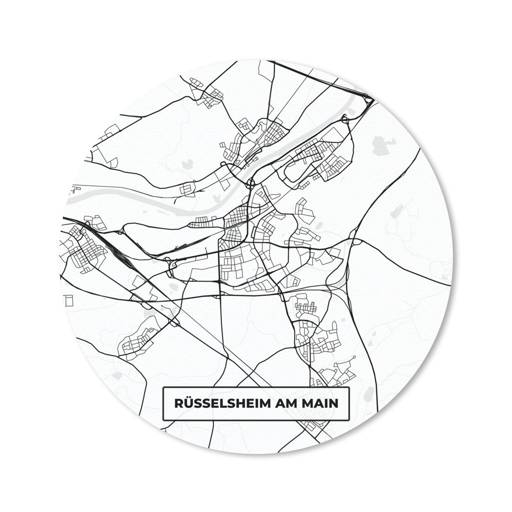 MuchoWow Mauspad Mousepad Rüsselsheim am Main - Karte - Stadtplan - Wegbeschreibung 50x50 cm - Mousepads - Maus Mat - Pad - Mausunterlage - Vinyl