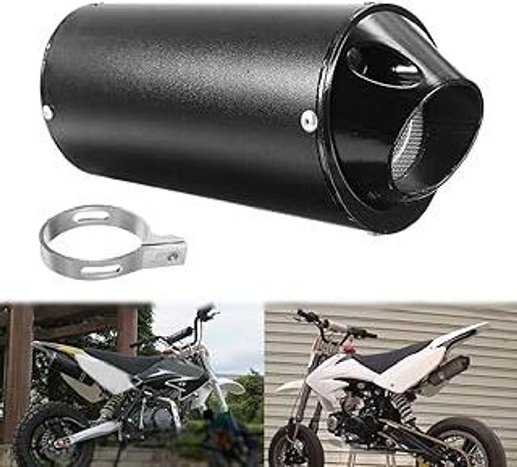 Motorrad Auspuff Schalldämpfer, 28mm Universal Motorrad Edelstahl Schalldämpfer Hinten Auspuffrohr mit Klemmdichtung für 50cc 110cc 125cc ATV Di...