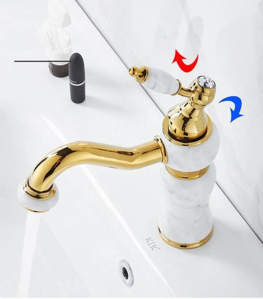 Robinet mitigeur doré et marbre haute résistance pour cuisine et bain