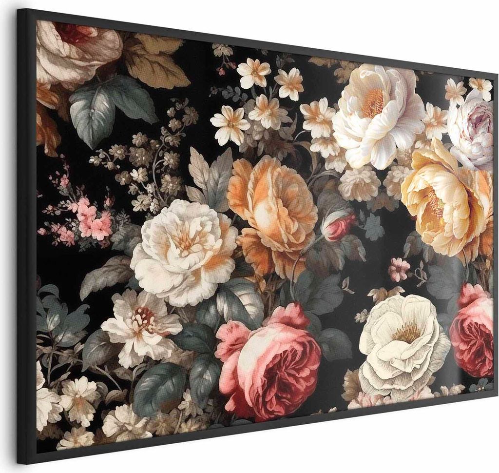Posterpapier Poster - Colorful Flowers on a Black Background 42x29.7 cm Blumen b-H-10017-ao-a