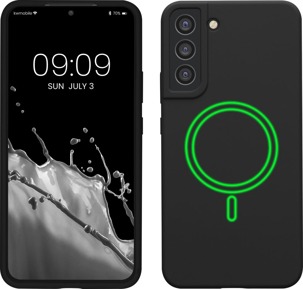 kwmobile Hülle kompatibel mit Samsung Galaxy S22 Plus Hülle - magnetisches Silikon Case kompatibel mit MagSafe - Cover gummiert Schwarz