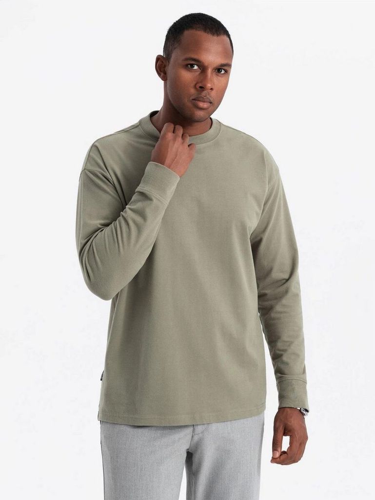 Ombre Clothing Langarm-T-Shirt für Männer Mete khaki M