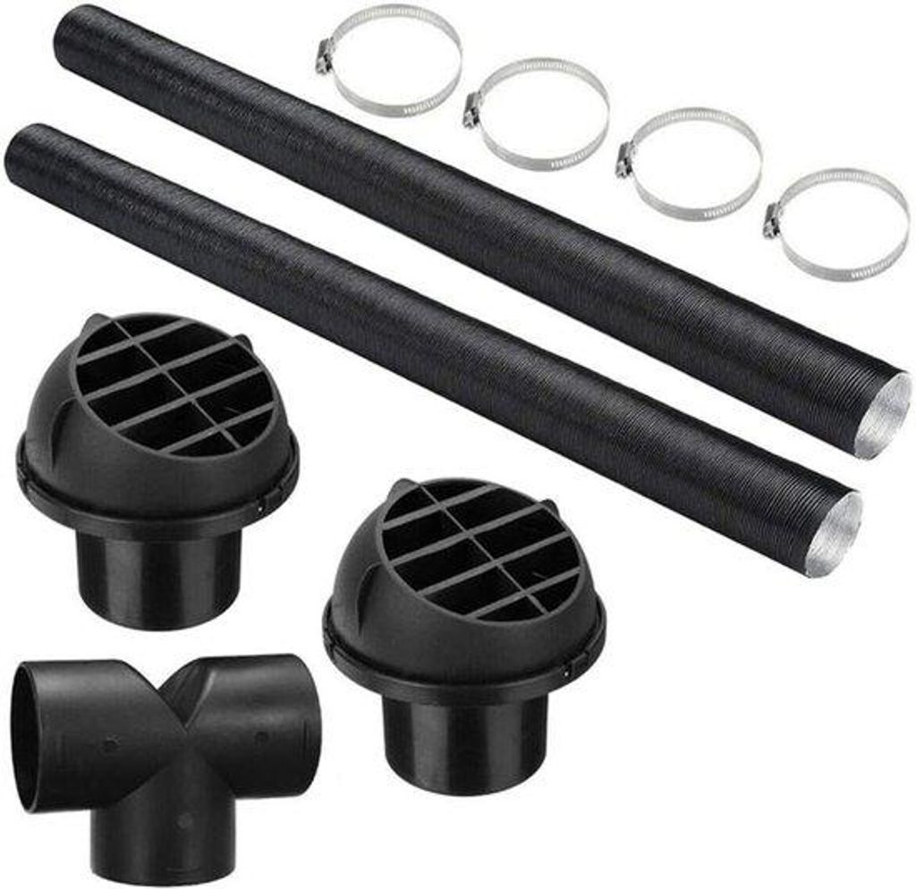 75mm Aluminium Kachel Buis Slang voor Auto Verwarming - T Stuk Warm Air Outlet Vent - Aluminium Set Hoge Temperatuur Hot & Koude Lucht Duct