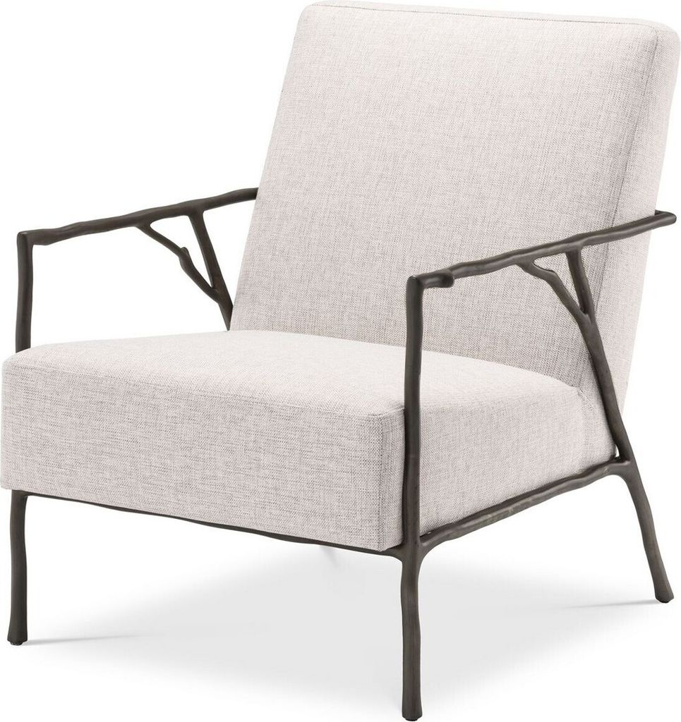 Casa Padrino Luxus Lounge Sessel Naturfarben / Bronze 63 x 81 x H. 82 cm - Wohnzimmer Sessel - Hotel Sessel - Luxus Möbel