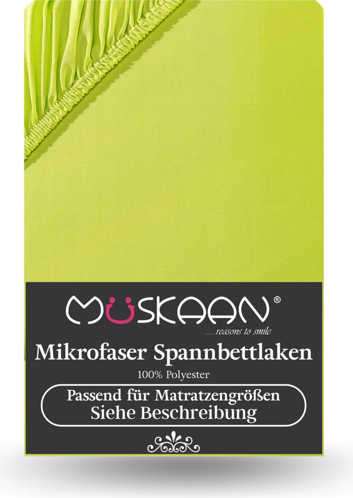 Mikrofaser Spannbettlaken 180x200 cm - 200x220 cm + 40 cm Boxspringbett Laken apfelgrün