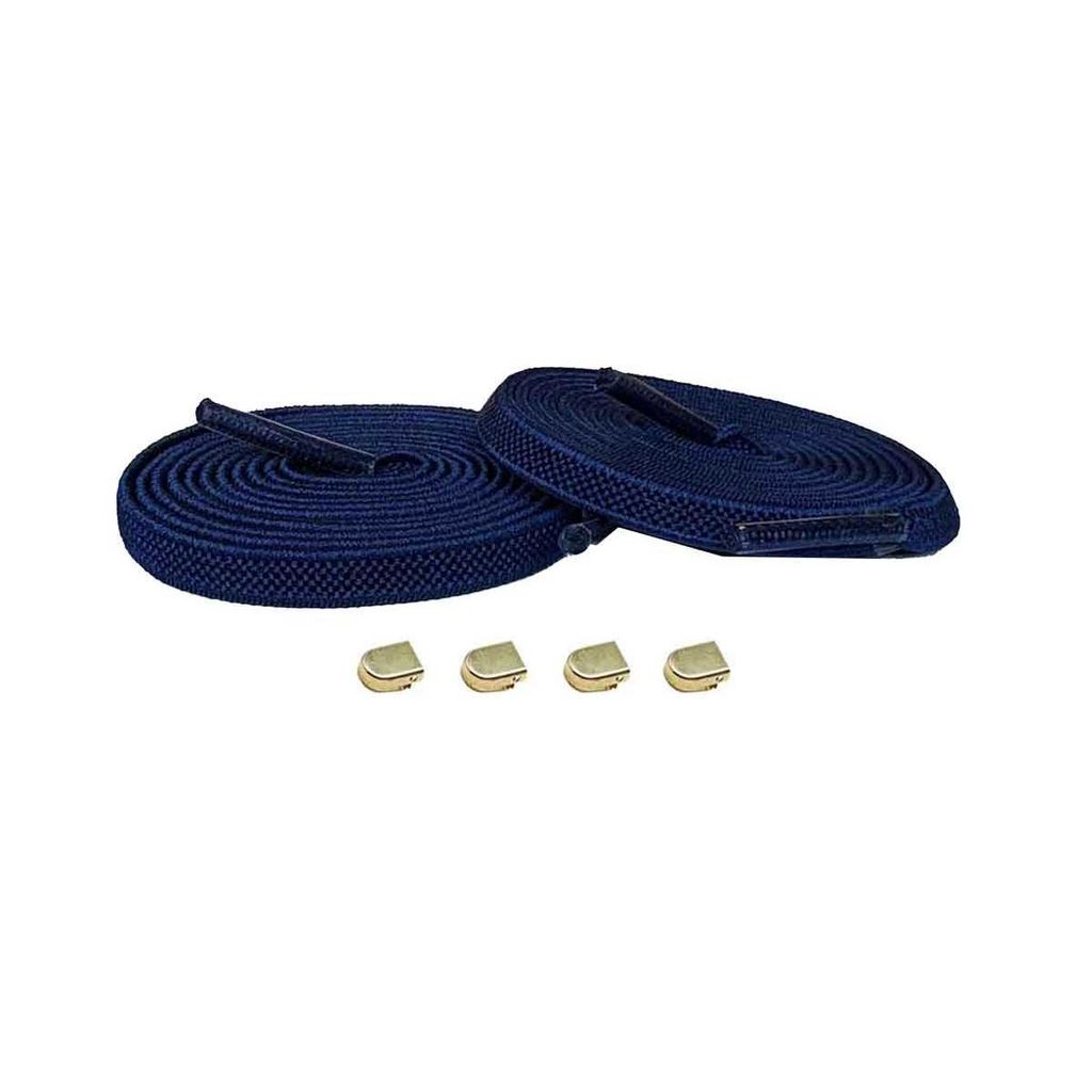 Elastische Schnürsenkel mit Clips - Schnürsenkel: Blau Navy | Verschluss: Gold