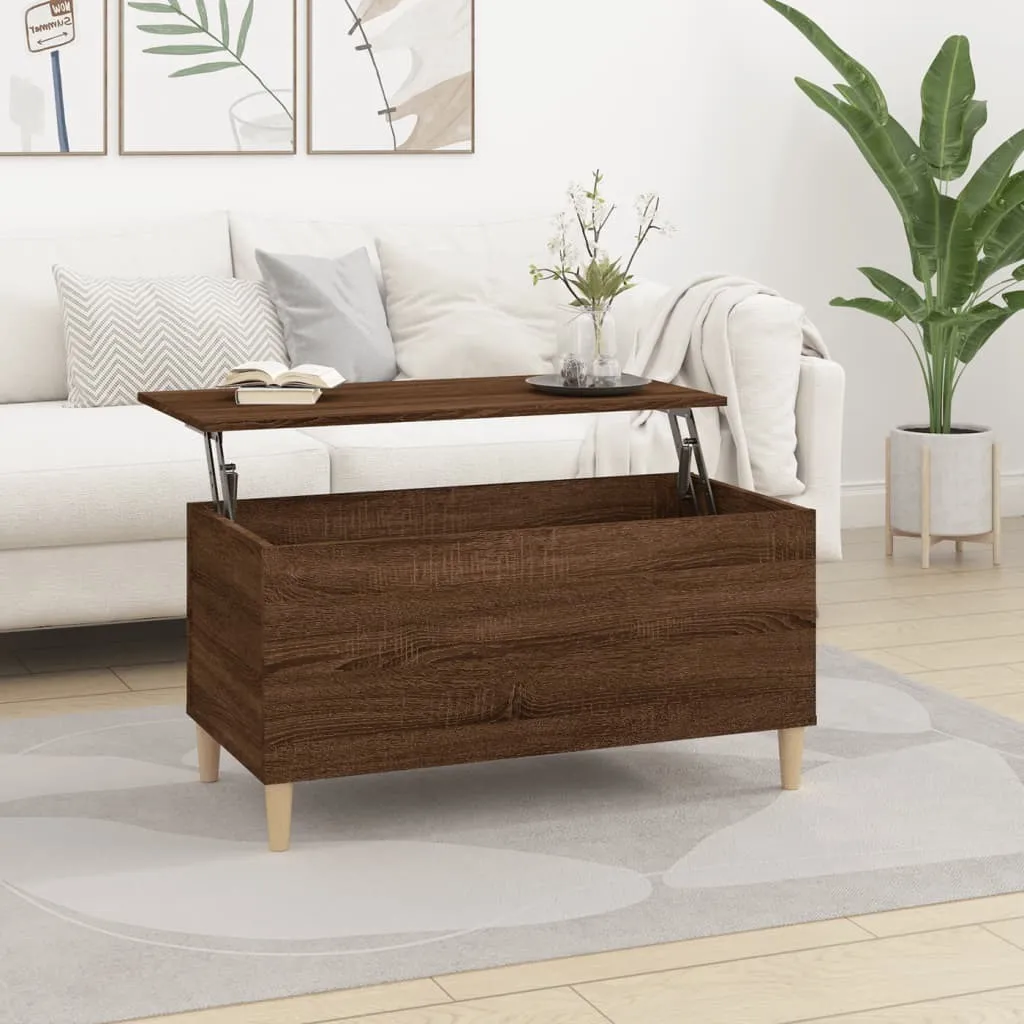 Tavolino The Living Store in rovere marrone 90x44,5x45 cm Materiale in legno