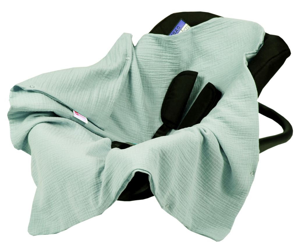 BabyLux Einschlagdecke Musselin 80x80 cm – Sommerdecke für Babyschale, Autositz & Kinderwagen – Atmungsaktiv & Weich – 100% Baumwolle - Grü...