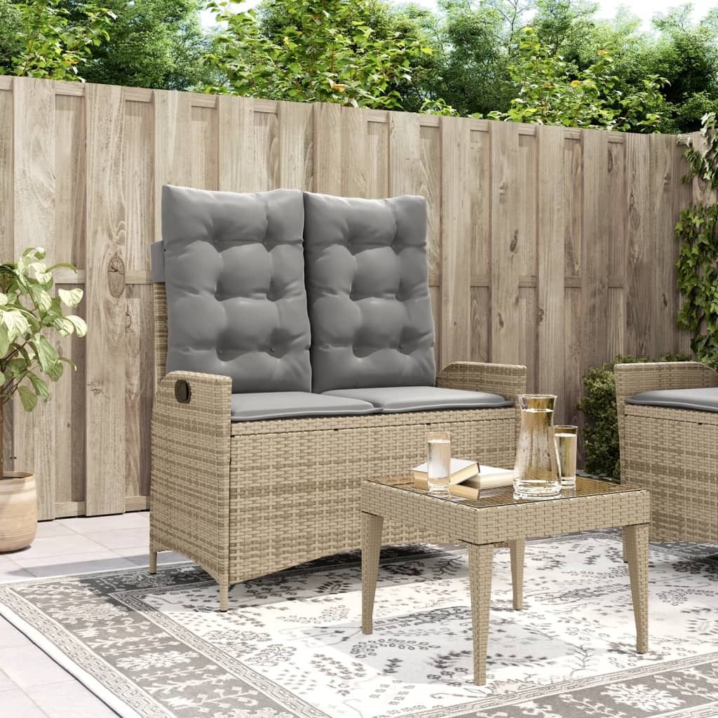 Maison Exclusive - Gartenbank Verstellbar mit Kissen Beige Poly Rattan
