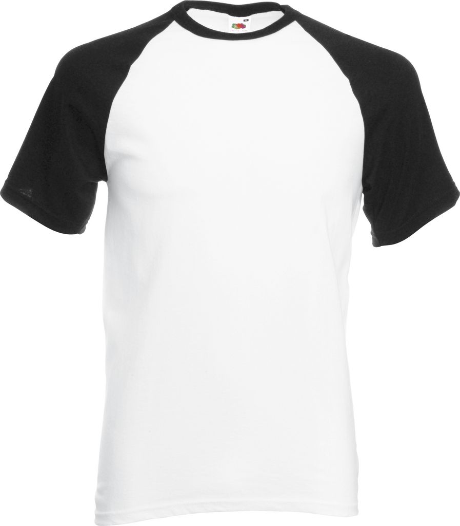 Fruit Of The Loom Herren Baseball T-Shirt, kurzärmlig BC327 (L) (Weiß/Schwarz)