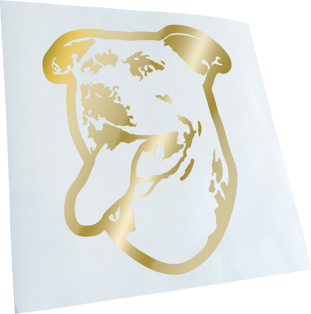 Kiwistar - Autoaufkleber - staffordshire bull terrier Hund - Goldchrom - 24x20cm - Aufkleber für Auto, Laptop, Fahrrad, LKW, Motorrad mehrfarbig J...
