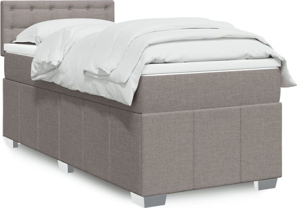 Boxspringbett mit Matratze Taupe 100x200 cm Stoff, Klassische Betten 2024 Neu