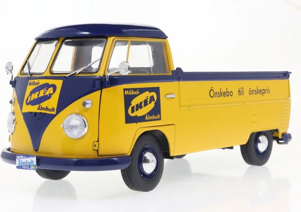 Miniature VW T1 Pick-up 1:18 Jaune - Qualité Solido S1806709 Haute Fidélité