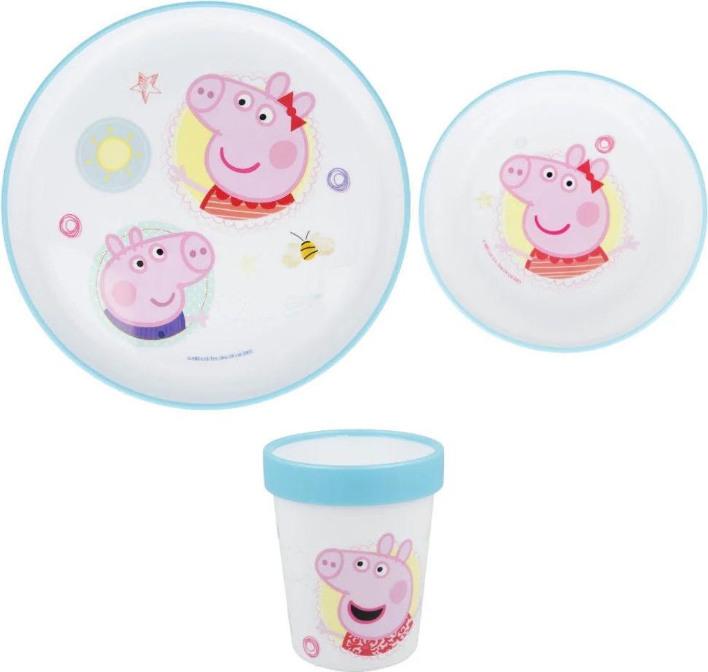 Peppa Wutz Pig George Kinder Geschirr-Set 3 teilig Becher Produktbild 