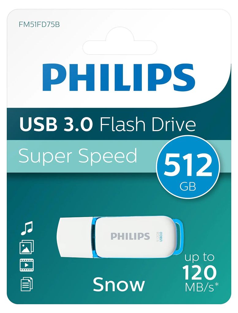 Philips USB-Stick 512 GB USB 3.0 Snow Edition Leserate bis Produktbild 