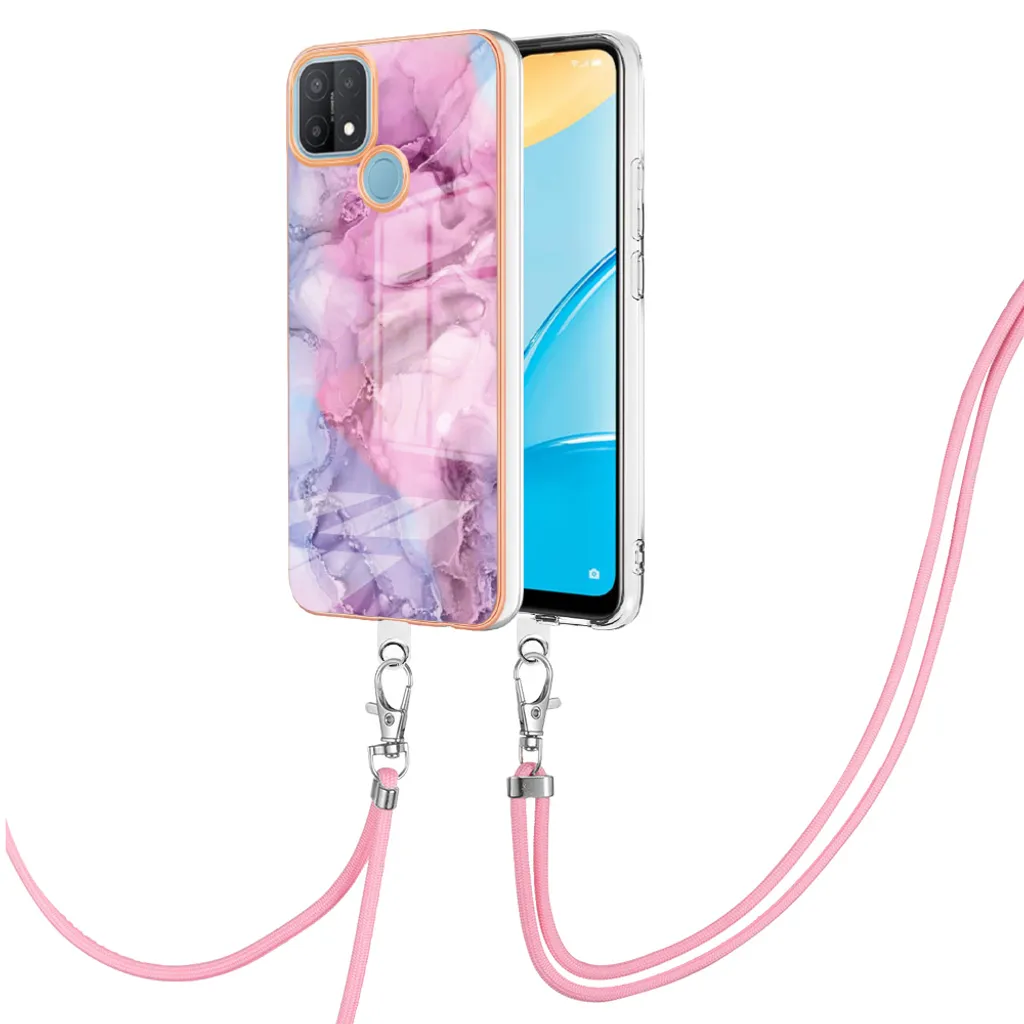 Custodia con Cinturino Oppo A15 / A15S Viola - Cover TPU Morbida Antiurto