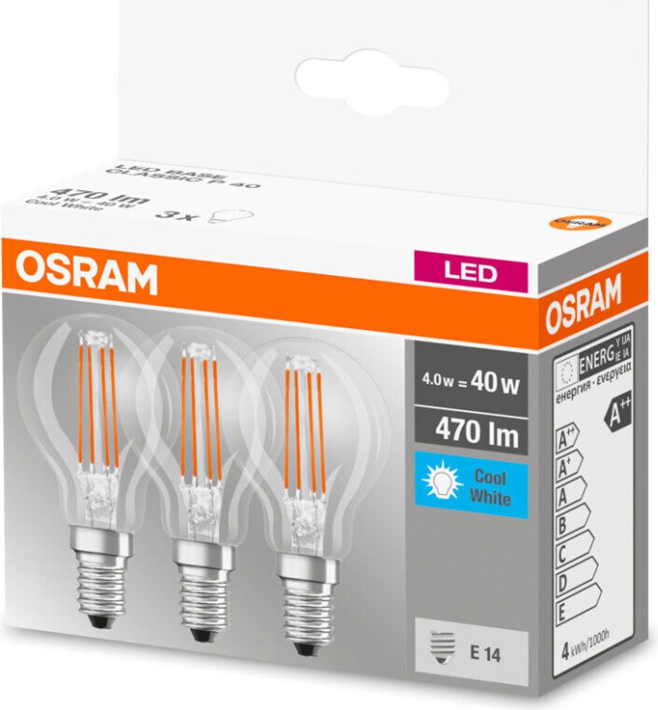 30 x Osram LED Filament Leuchtmittel Tropfen 4W = 40W E14 Produktbild 