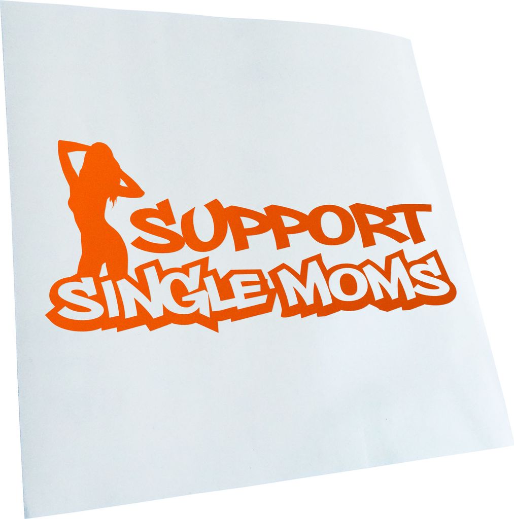 Kiwistar - Autoaufkleber - orange - 60 x 27 cm - Support Single Moms - Heckscheibenaufkleber - Aufkleber für Auto Kfz Fahrrad, LKW, Truck Mofa