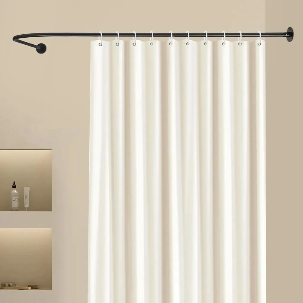 Tringle pour baignoire d'angle ajustable noire style industriel 165cm - 5