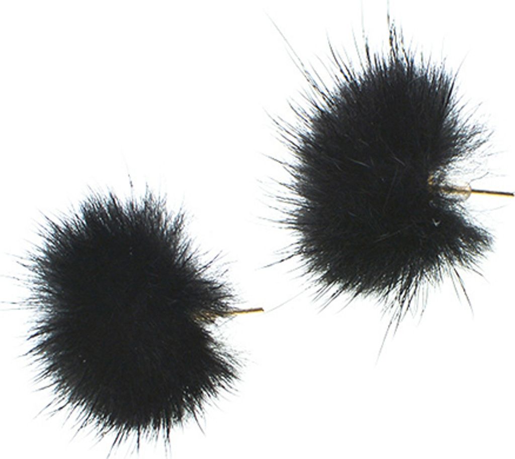 Damenmode, pelzige, flauschige Kugel-Ohrstecker, Mädchen, trendiger süßer Schmuck-Schwarz