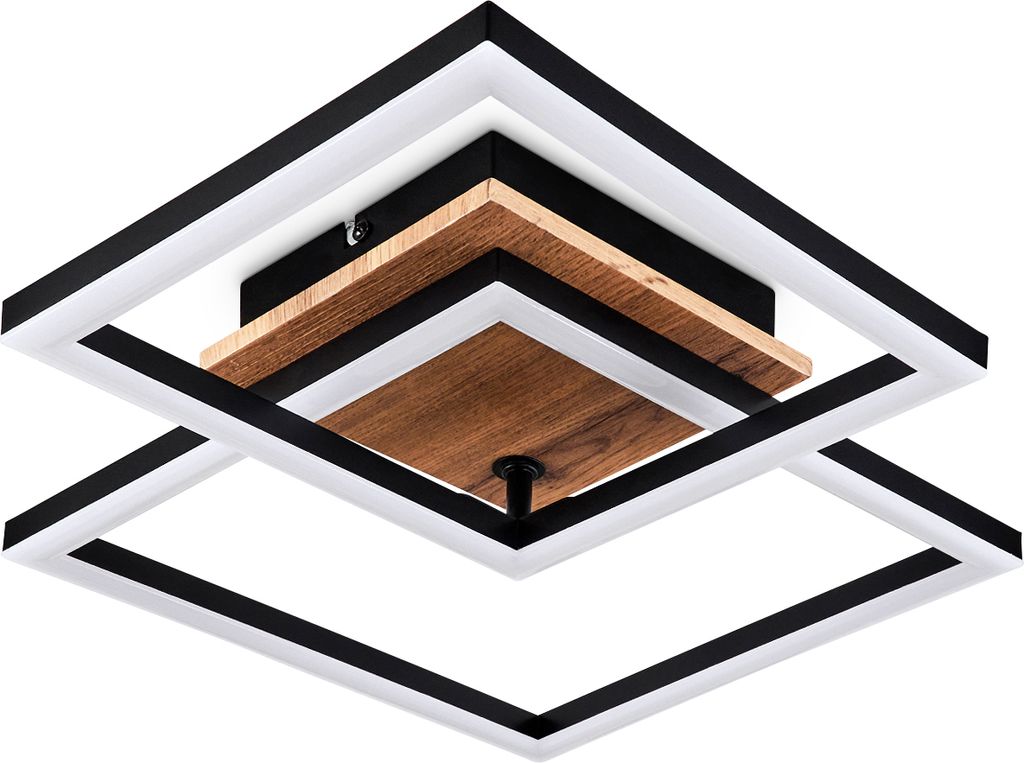 Voghenza »Voghenza« Deckenlampe, Metall/MDF/Kunststoff, Schwarz/Holzoptik