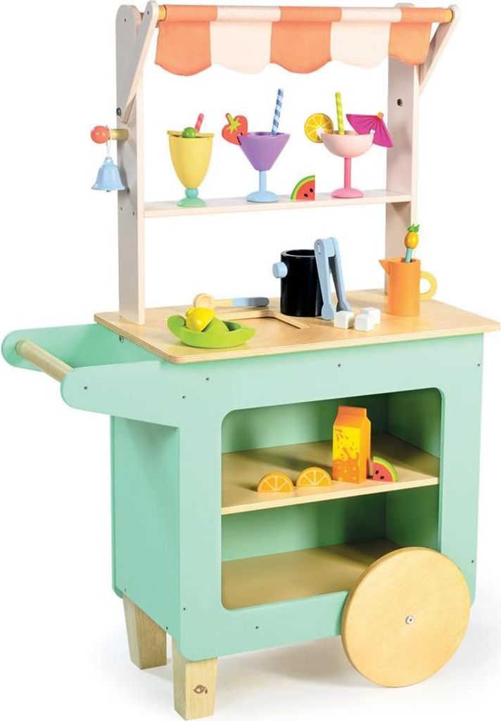 Tender Leaf Holz-Getränkewagen Spielzeug mit Zubehör - kreatives Rollenspiel
