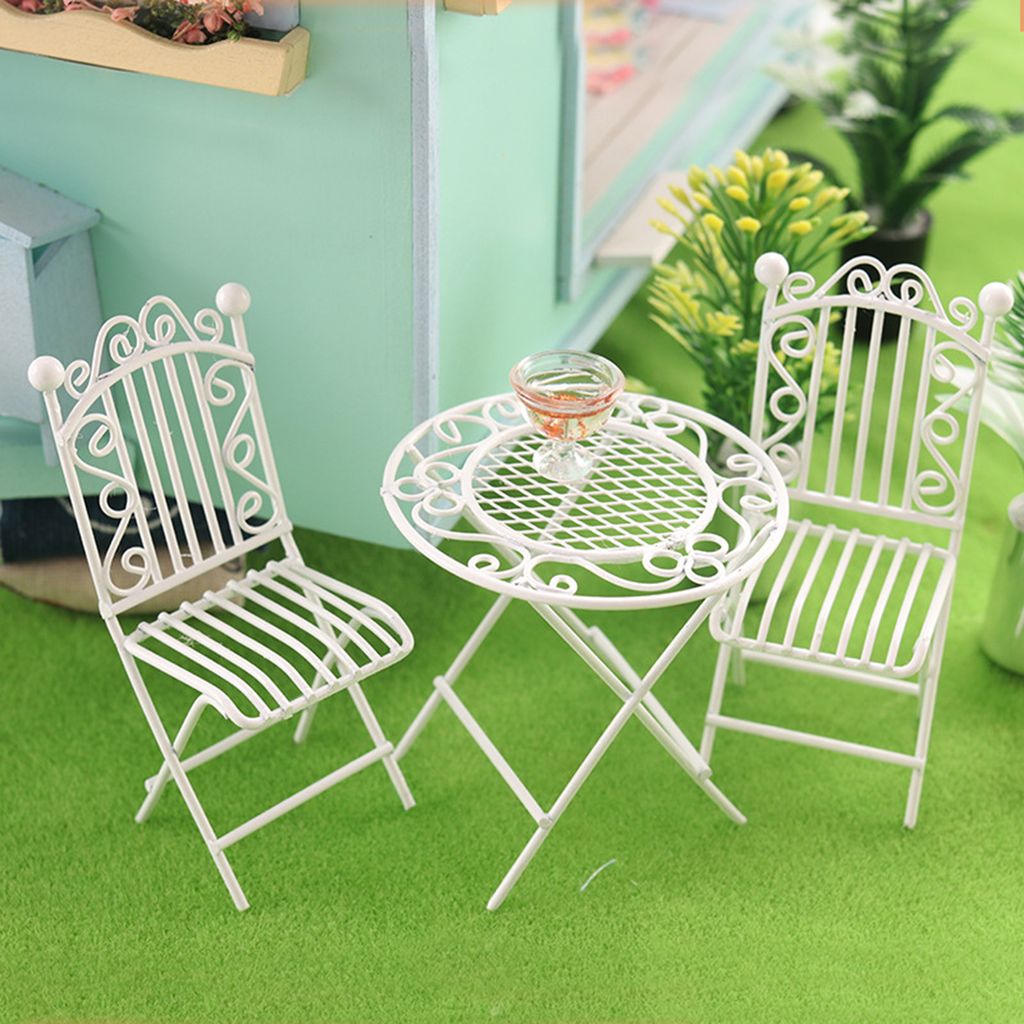 Dollhouse Terrasse Set Korrosionsbeständige feuchtigkeitsdichte Mikrodekoration Mini Gartenmöbel Set für Kinder