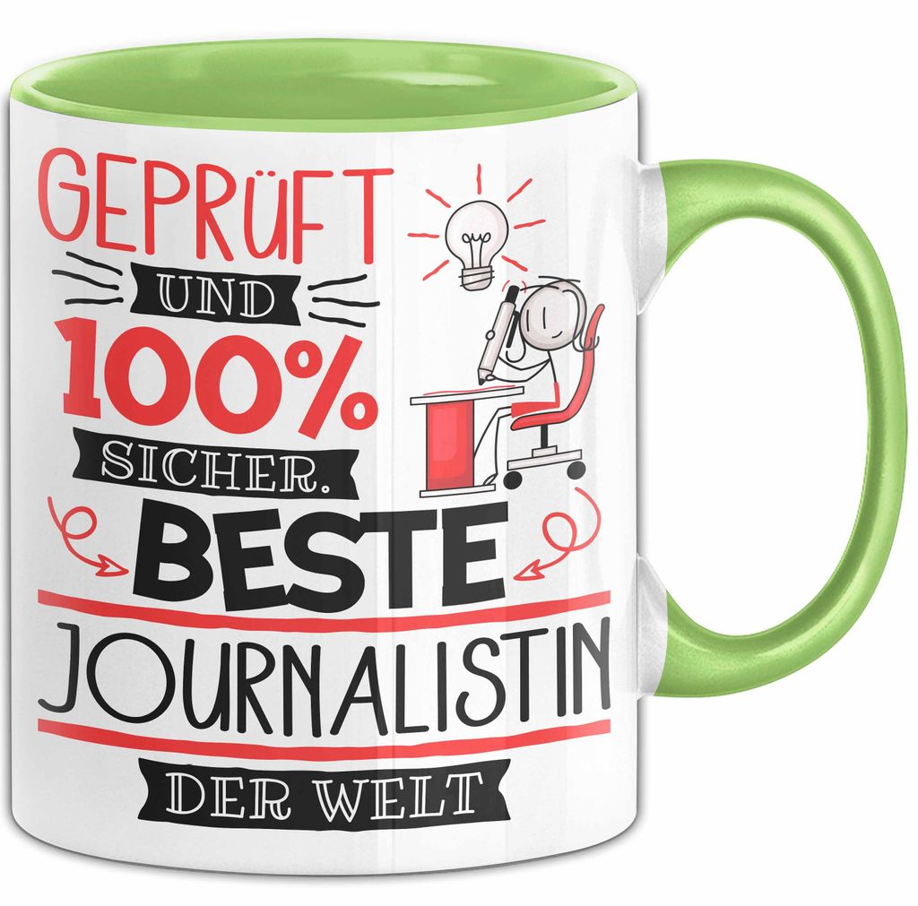 Beste Journalistin Der Welt Tasse Geschenk für Eine Journalistin Und Sicher Geschenkidee Geburtstag Weihnachten (Grün)