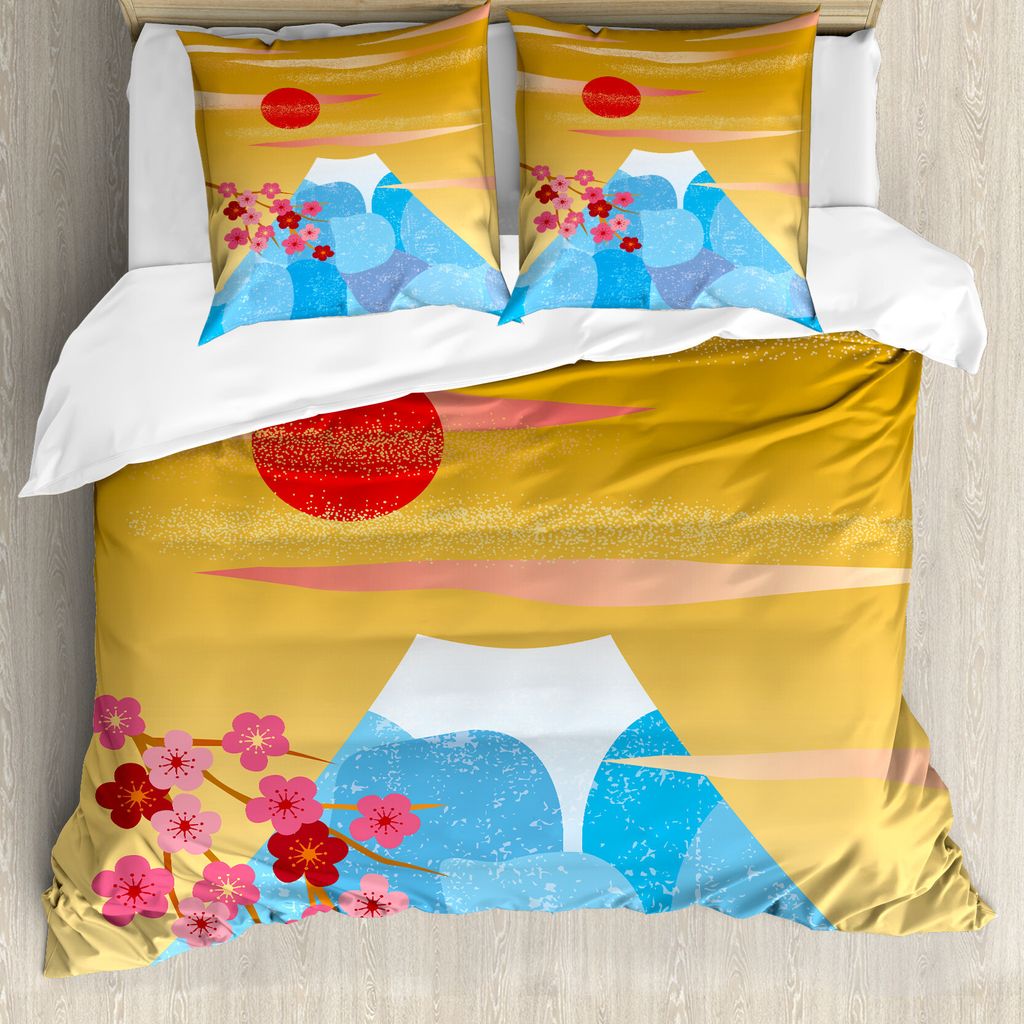 ABAKUHAUS Berg Bettbezug Set für Einzelbetten, High Cliff Silhouette, Milbensicher Allergiker geeignet mit Kissenbezug, 200 cm x 200 cm - 80 x 80 ...