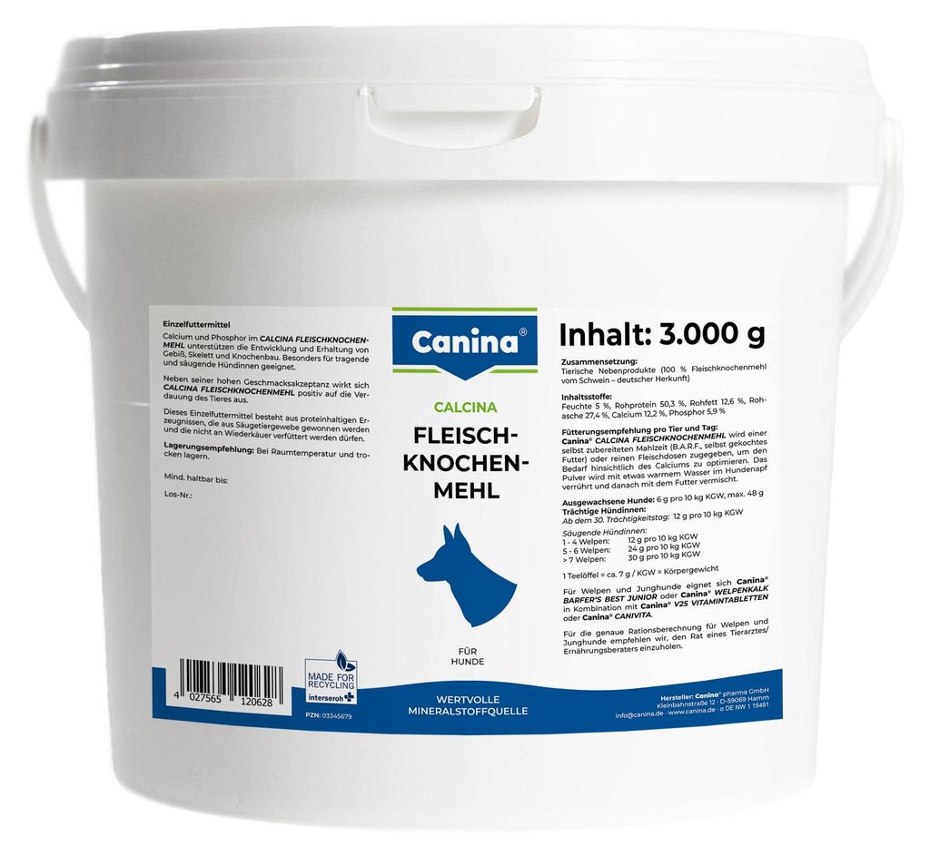 3 kg Canina Calcina Fleischknochenmehl Hund Produktbild 