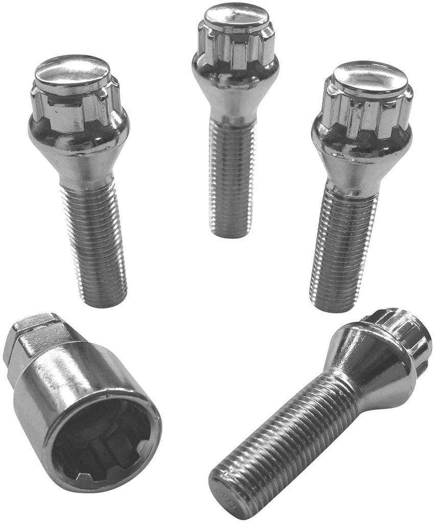 Felgenschloss M14x1,25x37mm Kegelbund 60° silberne Felgenschlösser Set