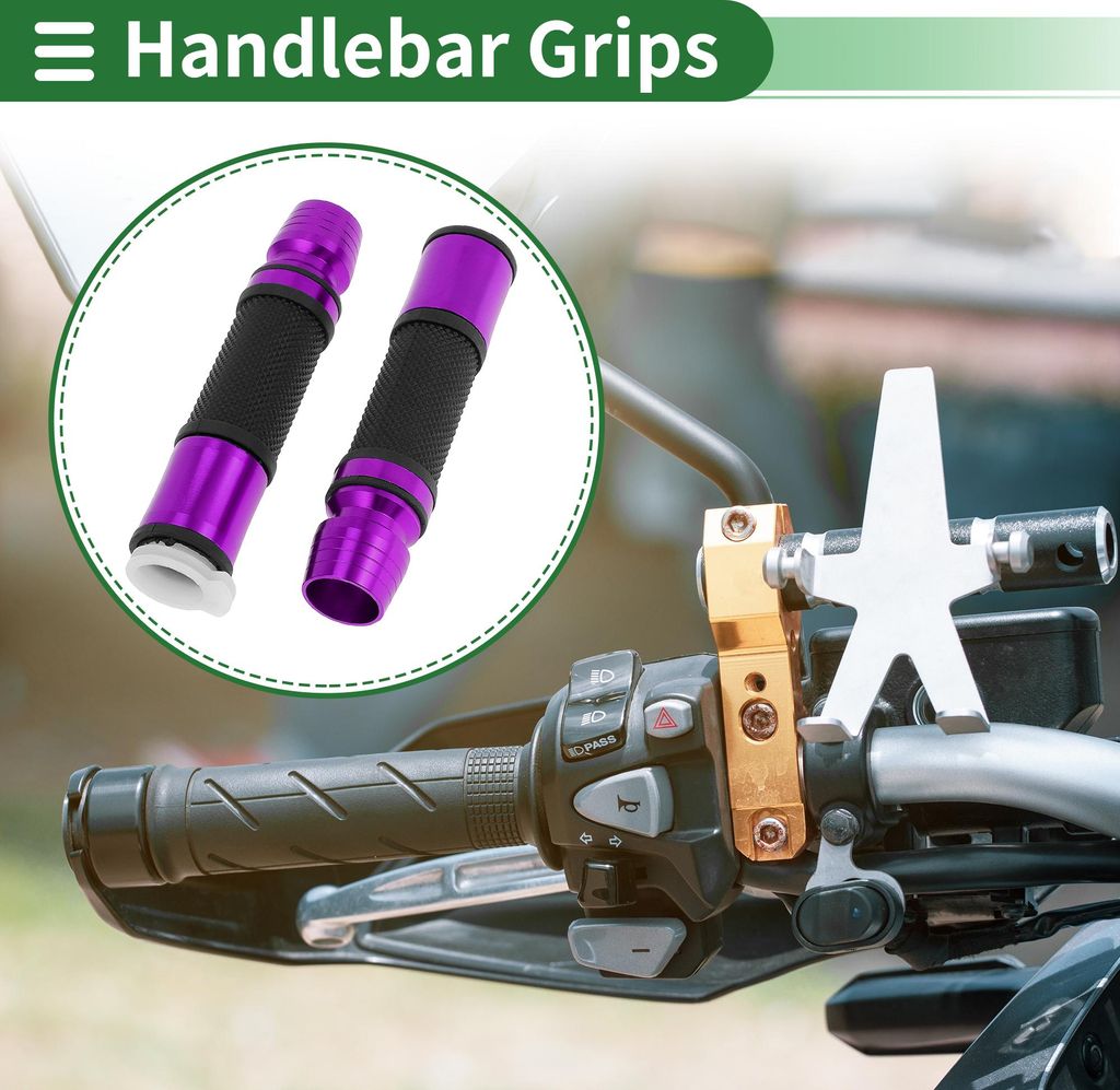 7/8" 22mm 15/16" 24mm Motorrad Handgriffe Cover Kit Rutschfest Aluminiumlegierung Gummi Lenkergriffe Für Motorroller Fahrrad ATV Lila 1 Set